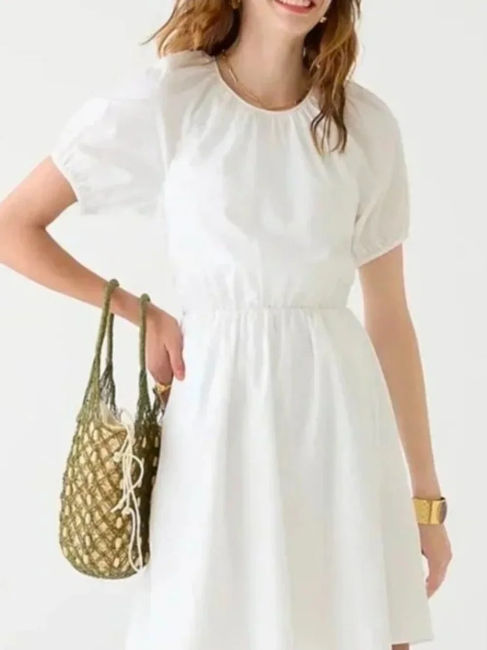 J Crew Tie Back Cotton Poplin White Mini Dress Size 18